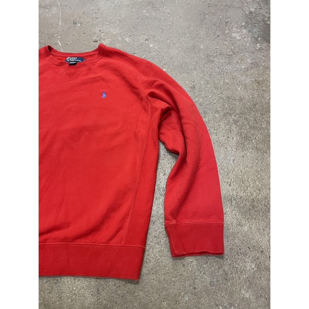 Polo Ralph Lauren Sweatshirt Mens Large Red Crewneck Pullover Blue Pony Made USA - Picture 3 of 16